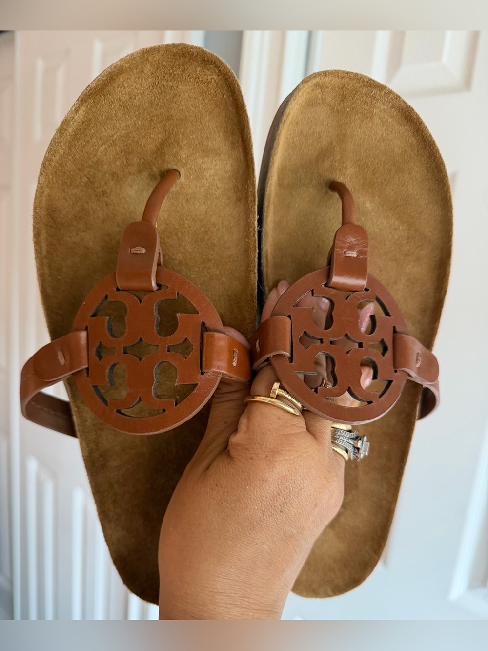 Tory Burch Miller Cloud Sandals Suede
Footbed Brown Leather Size: 8M - Picture 6 of 9